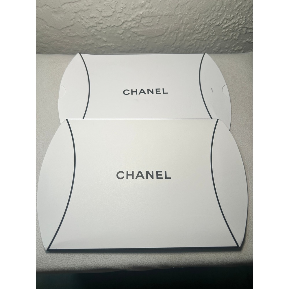 2 Authentic Chanel‎ Empty Pillow Box Gift Packaging Black Trim White
